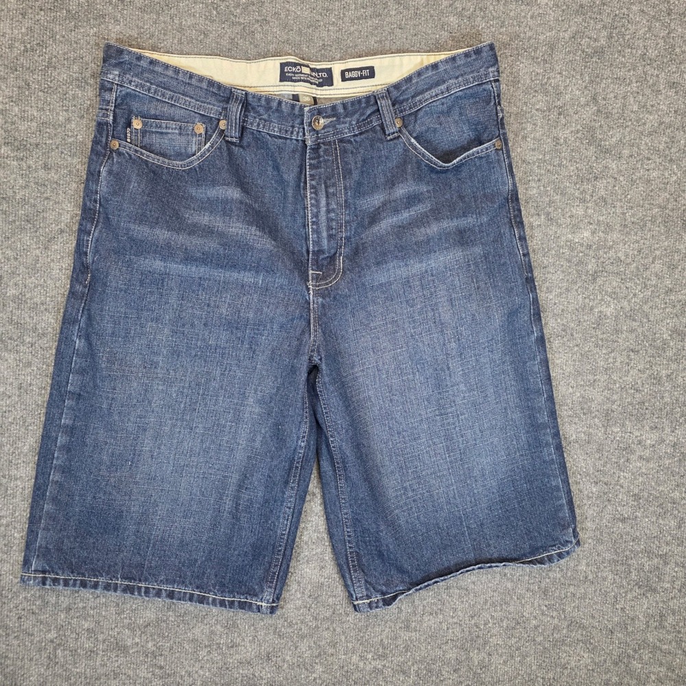 VTG Ecko Unltd Denim Shorts Mens 36 Blue Baggy Fit Jean Hip Hop Skater Jorts
